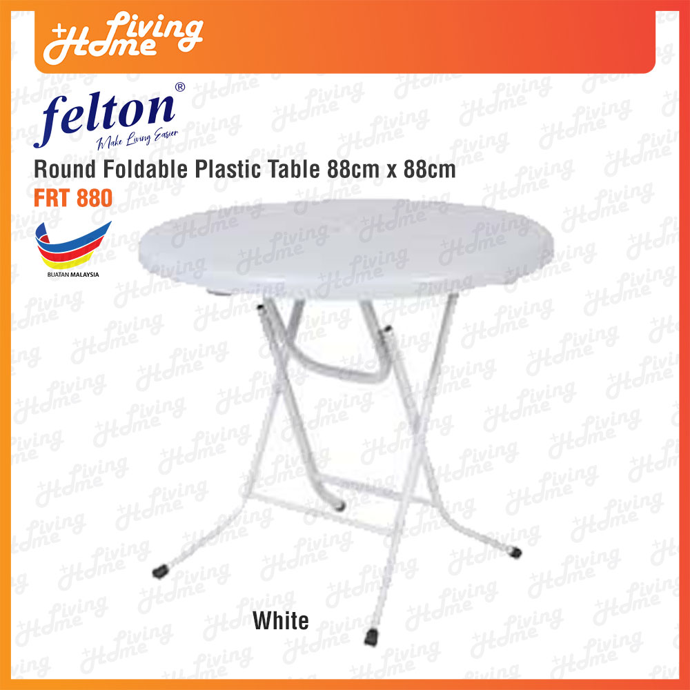 Felton Foldable Round Plastic Table FRT880 White Felton Foldable Round Plastic Table FRT880 White
