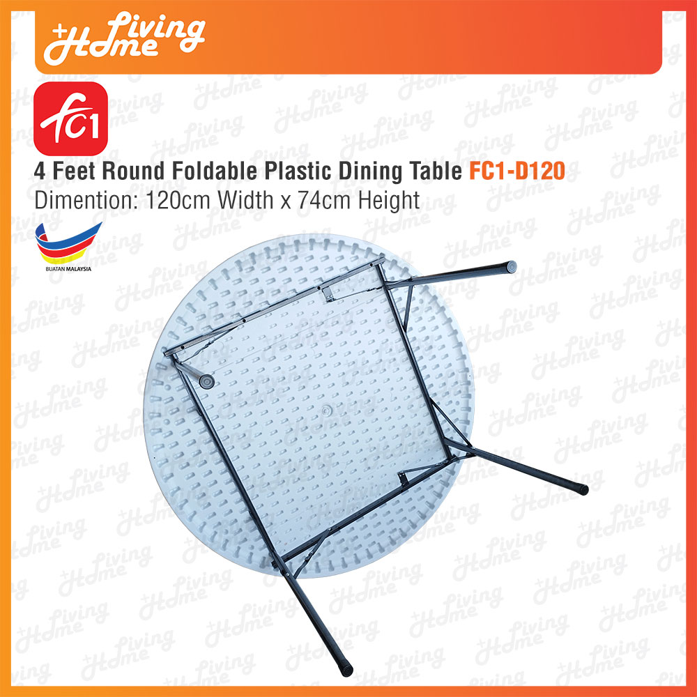 4 Feet Big Round Foldable Plastic Dining Table Bottom View 4 Feet Big Round Foldable Plastic Dining Table Bottom View