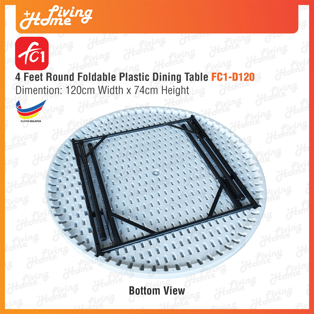 4 Feet Big Round Foldable Plastic Dining Table Bottom View 02 4 Feet Big Round Foldable Plastic Dining Table Bottom View 02