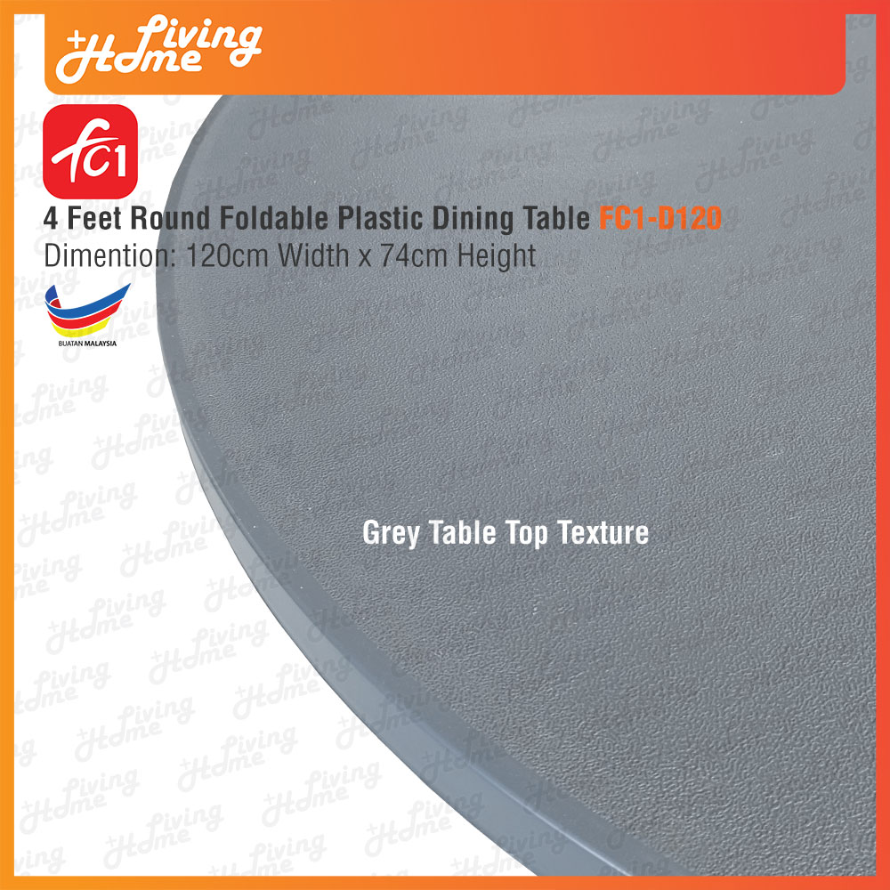 4 Feet Big Round Foldable Plastic Dining Table Top Grey Texture 4 Feet Big Round Foldable Plastic Dining Table Top Grey Texture