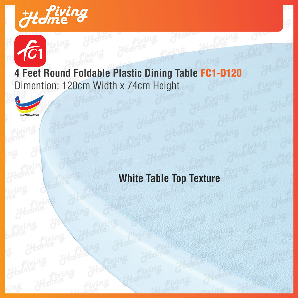 4 Feet Big Round Foldable Plastic Dining Table Top White Texture 4 Feet Big Round Foldable Plastic Dining Table Top White Texture