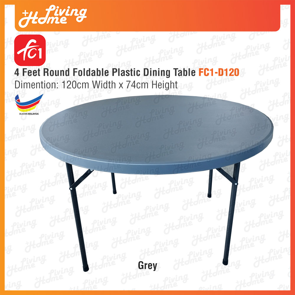 4 Feet Big Round Foldable Plastic Dining Table Grey Color 4 Feet Big Round Foldable Plastic Dining Table Grey Color