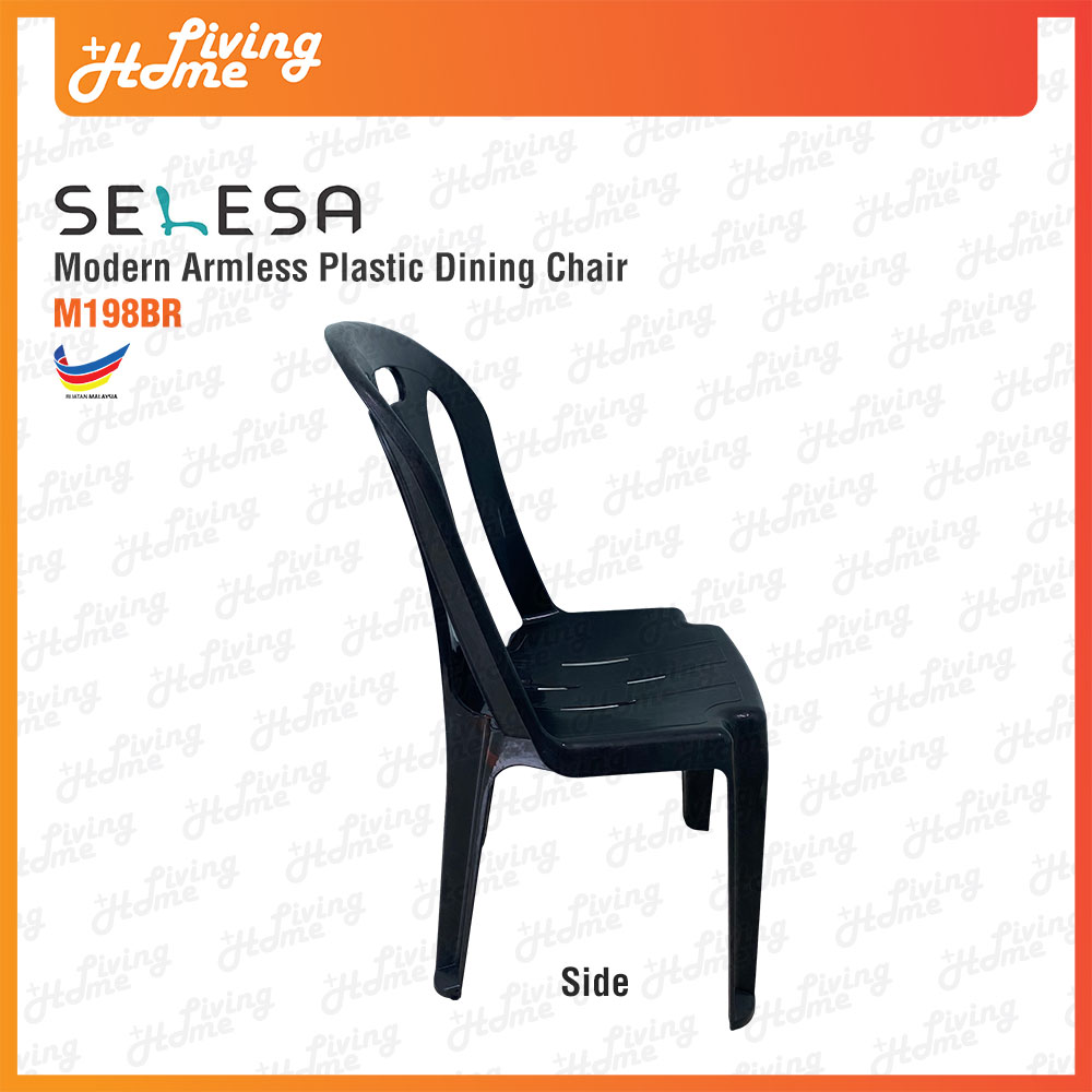 Modern Armless Stackable Plastic Dining Chair Selesa M198BR Black Color 02 Modern Armless Stackable Plastic Dining Chair Selesa M198BR Black Color 02