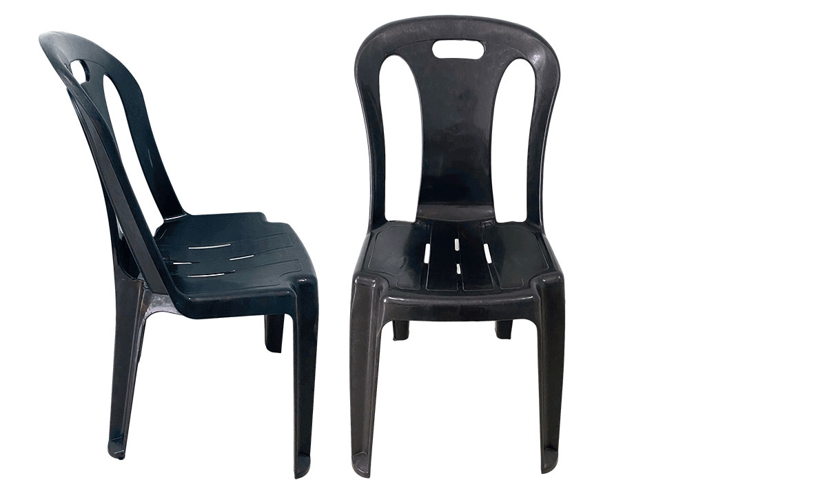 Modern Armless Stackable Plastic Dining Chair Selesa M198BR Black Color