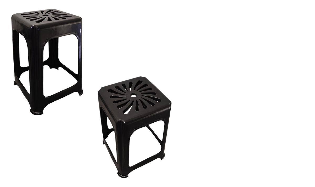 Modern Square Plastic Stool Black Color Abbaware 2011B